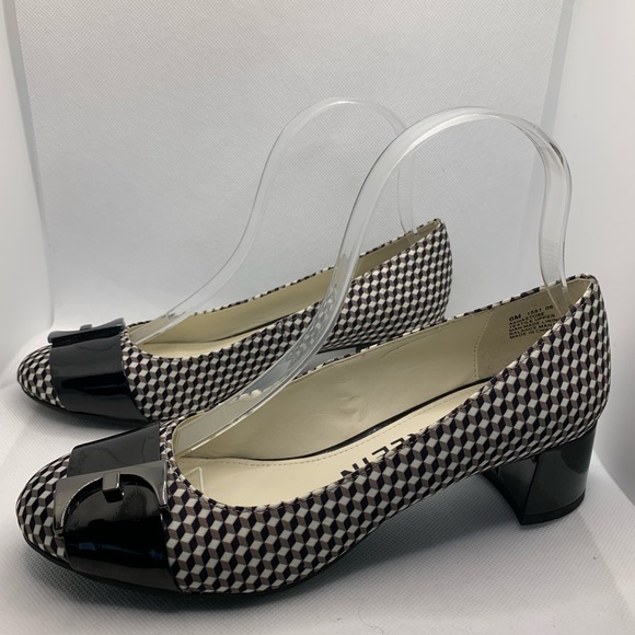 Anne Klein Black & White Patterned Block Heels Pumps - Picture 5 of 8